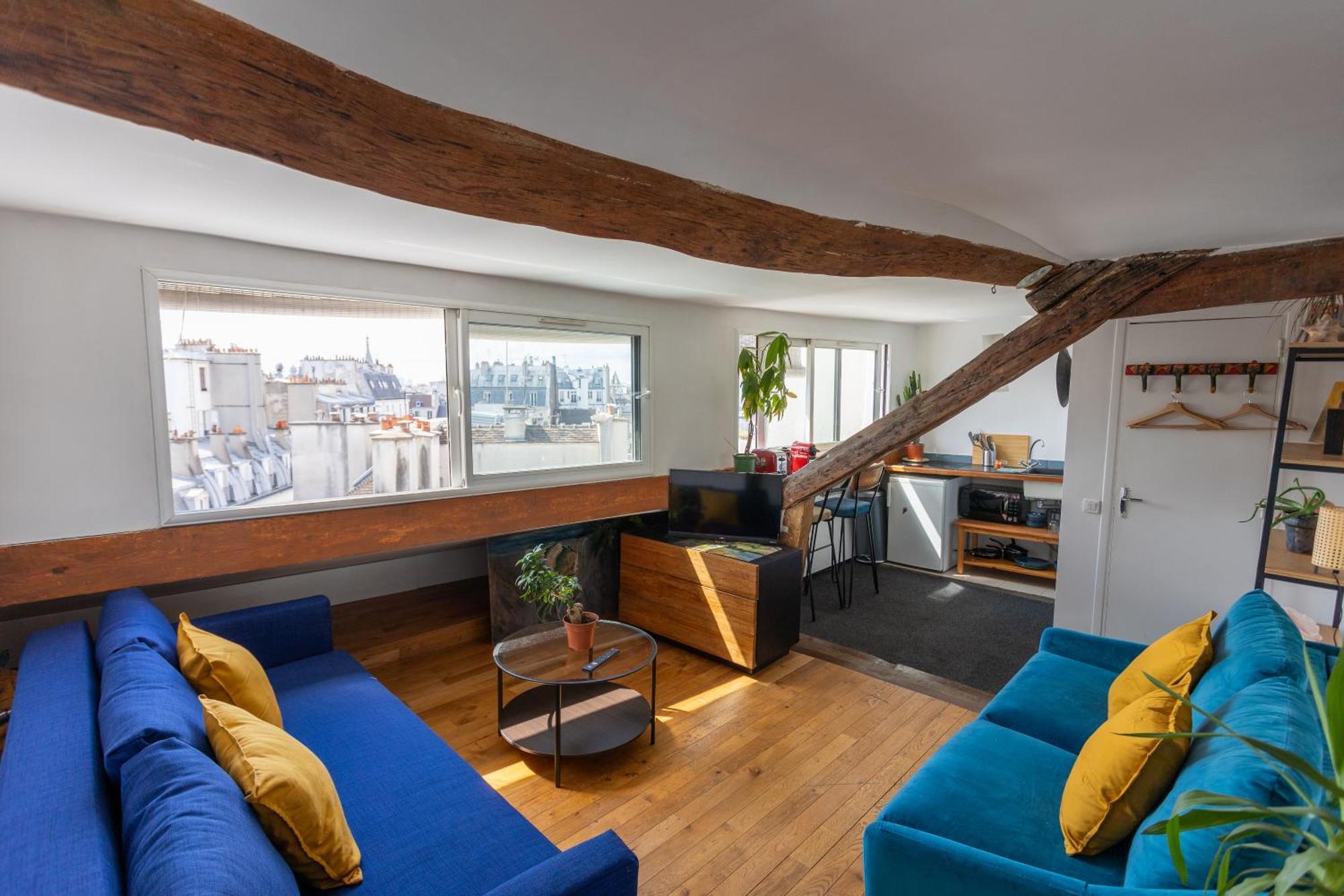 Moderne Artistique Sur Les Toits De Vue Sur Notre-dame Et La Seine Appartement
