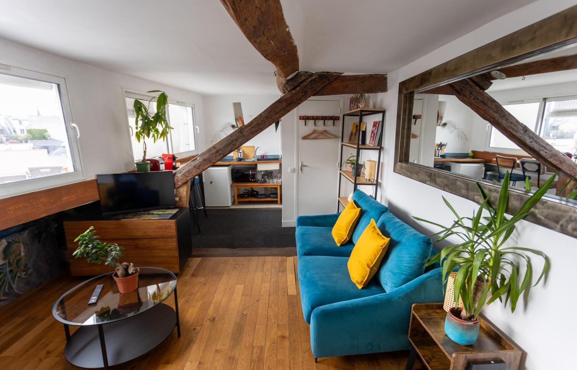 Moderne Artistique Sur Les Toits De Vue Sur Notre-dame Et La Seine Appartement