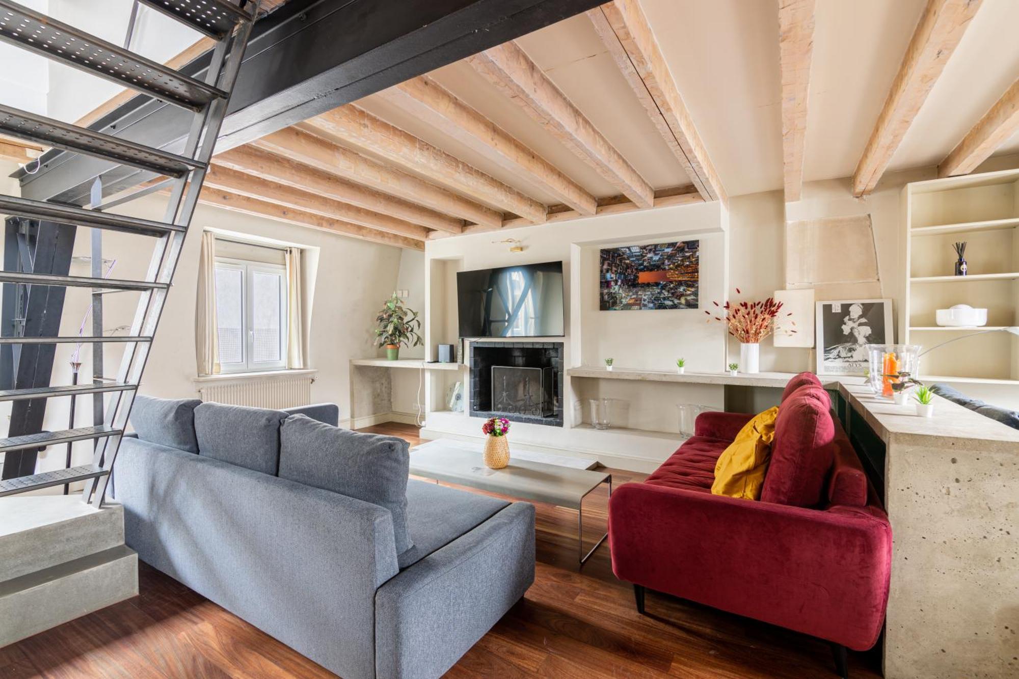 Appartement Quartier Mezzanine & 1br Le Marais Temple Free Netflix Paris